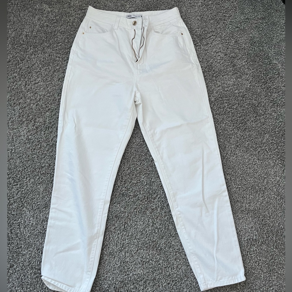Zara White Denim Pants